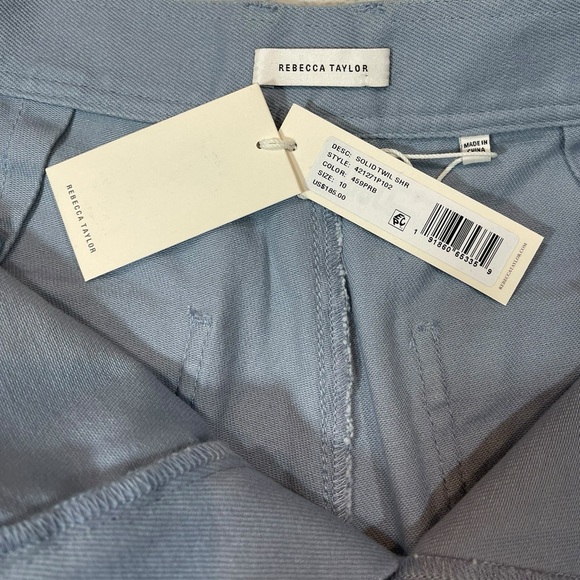 NEW Rebecca Taylor Shorts High Waist Chino Twill Blue Cotton Short Size 10 - Picture 8 of 16